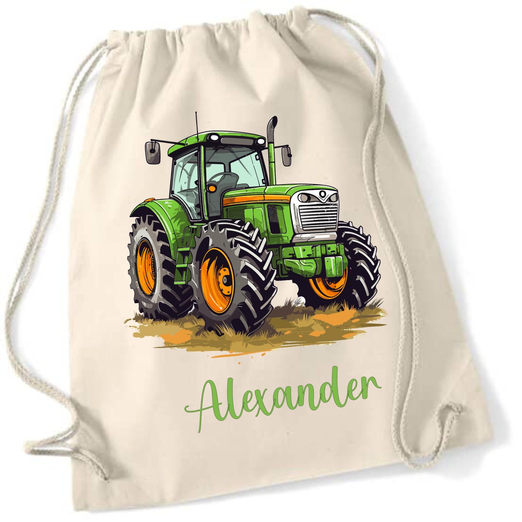Turnbeutel Traktor, für Schule, Kindergarten, Freizeit, Geschenk für Kinder, verschiedene Farben und Motive, aus Baumwolle