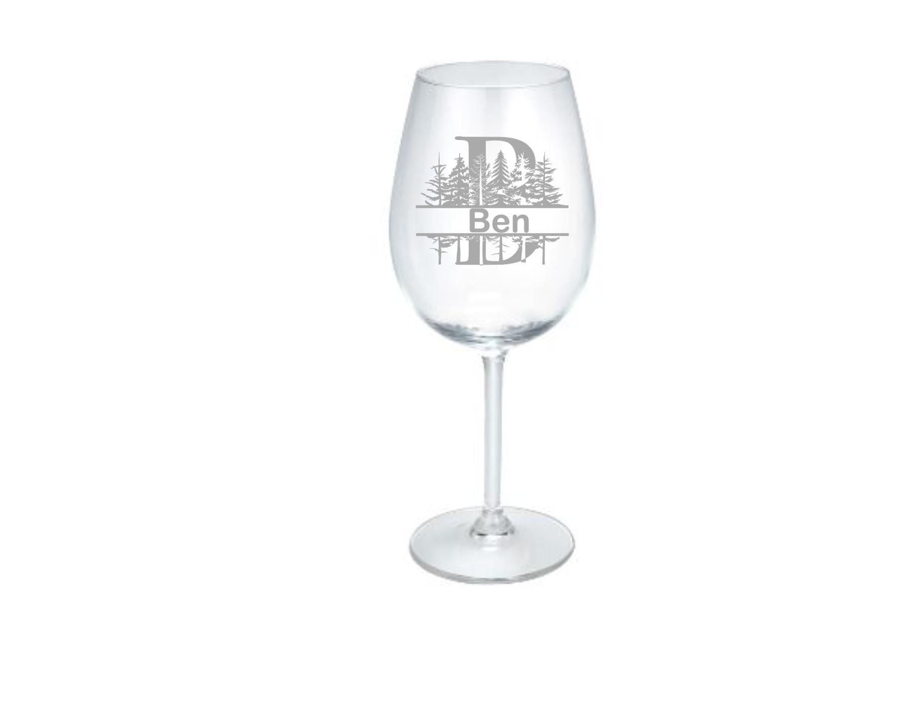 Gravierte Trinkgläser mit Monogramm und Waldmotiv, 10 versch. Glas Formen, Namensglas in seiner ansprechendsten Form, Art.-Nr. NG1