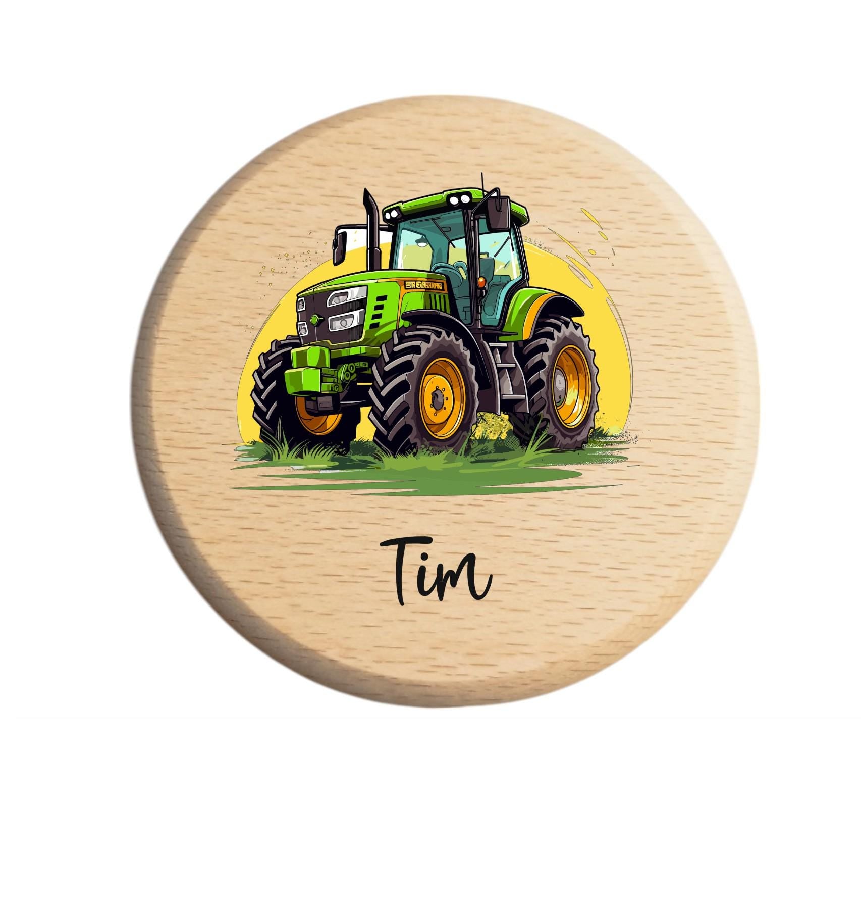 Insektenschutz für Trinkglas, mit Traktormotiv, Namenswunsch, farbenfroher Druck, ab 7 cm Durchmesser, personalisiert, für Picknick