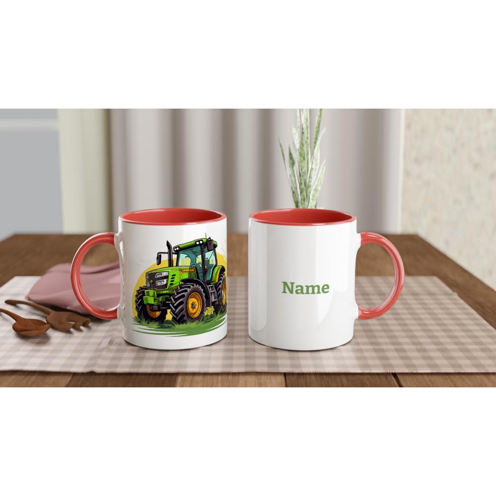 Weiße Keramiktasse mit farbiger Innenseite, versch. Farben zur Auswahl, personalisiert mit deinem Wunschnamen