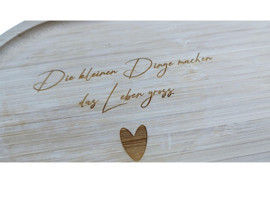 Deko Tablett aus Bambus, mit Gravur, persönliches Geschenk für Freundin, Mama, Erzieherin usw. als Dankeschön und Erinnerung