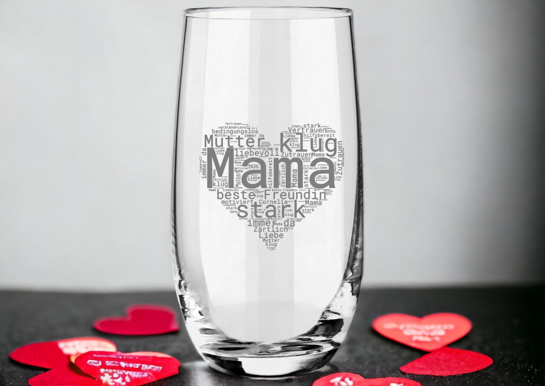 Personalisiertes Glasgeschenk zum Muttertag - Einzigartiges Geschenk für deine Mama, individueller Text