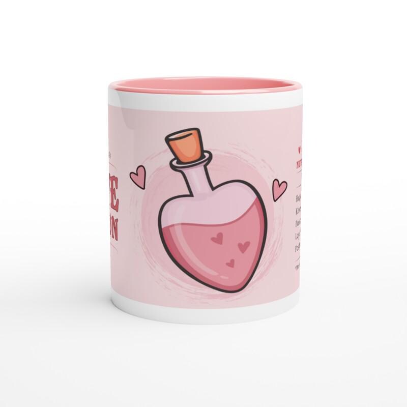 Valentinstag Geschenk, Tasse im Valentinstag Design, Geschenk für Verliebte, die Freundin/Frau, Kaffeetasse LIEBESTRANK, Art.-Nr. KT01
