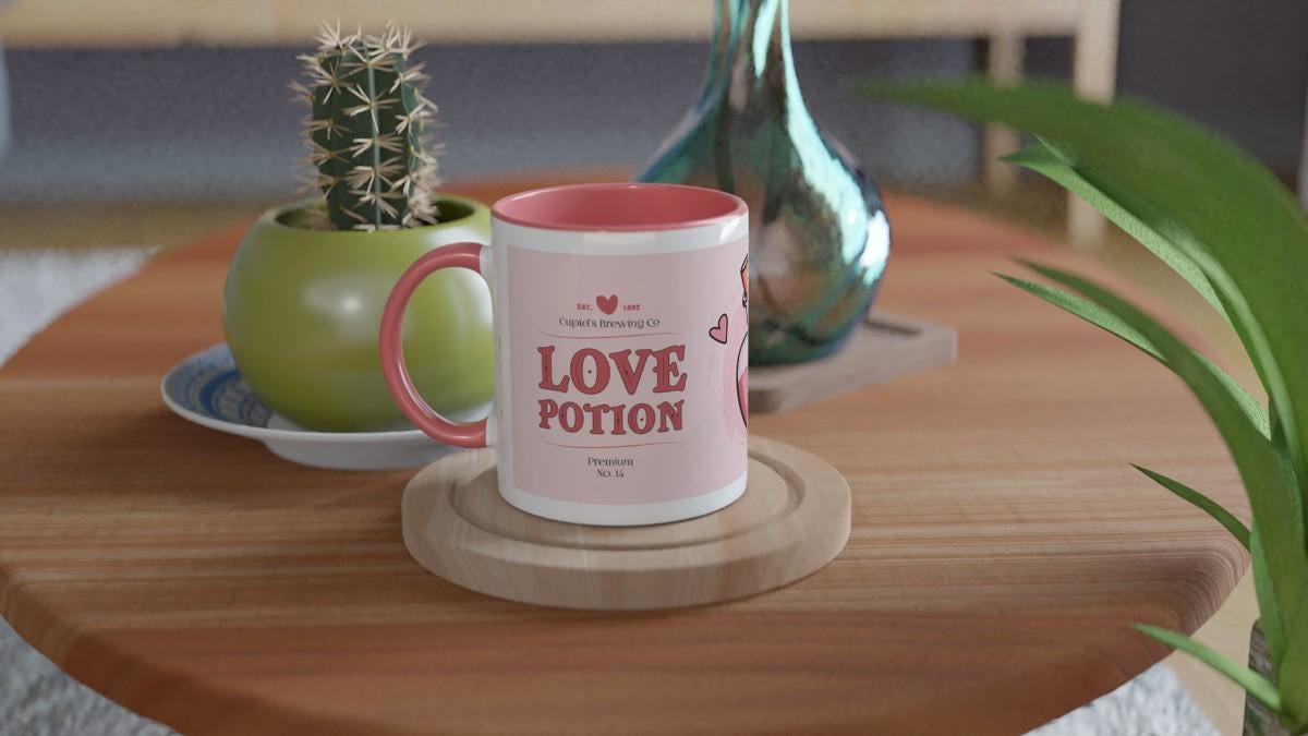 Valentinstag Geschenk, Tasse im Valentinstag Design, Geschenk für Verliebte, die Freundin/Frau, Kaffeetasse LIEBESTRANK, Art.-Nr. KT01