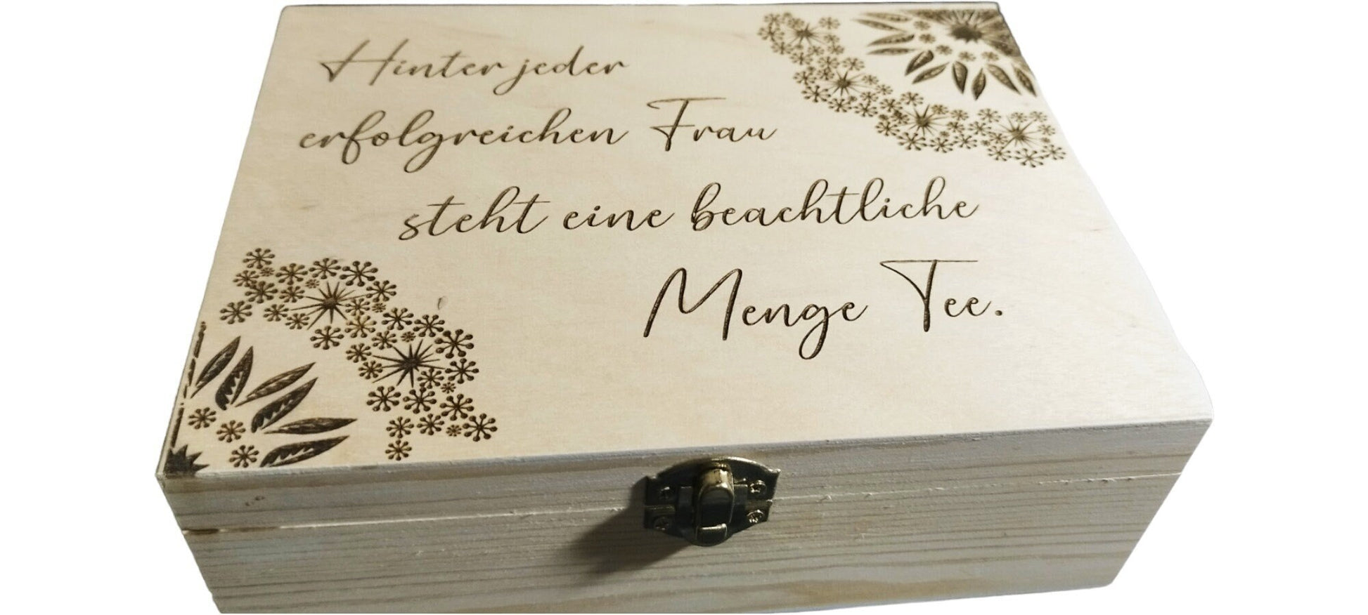 Teekiste, Teebox, mit Spruch und Namen, 6 Fächer oder 12 Fächern, Geschenk für Teetrinker, verschiedene Muster und Sprüche
