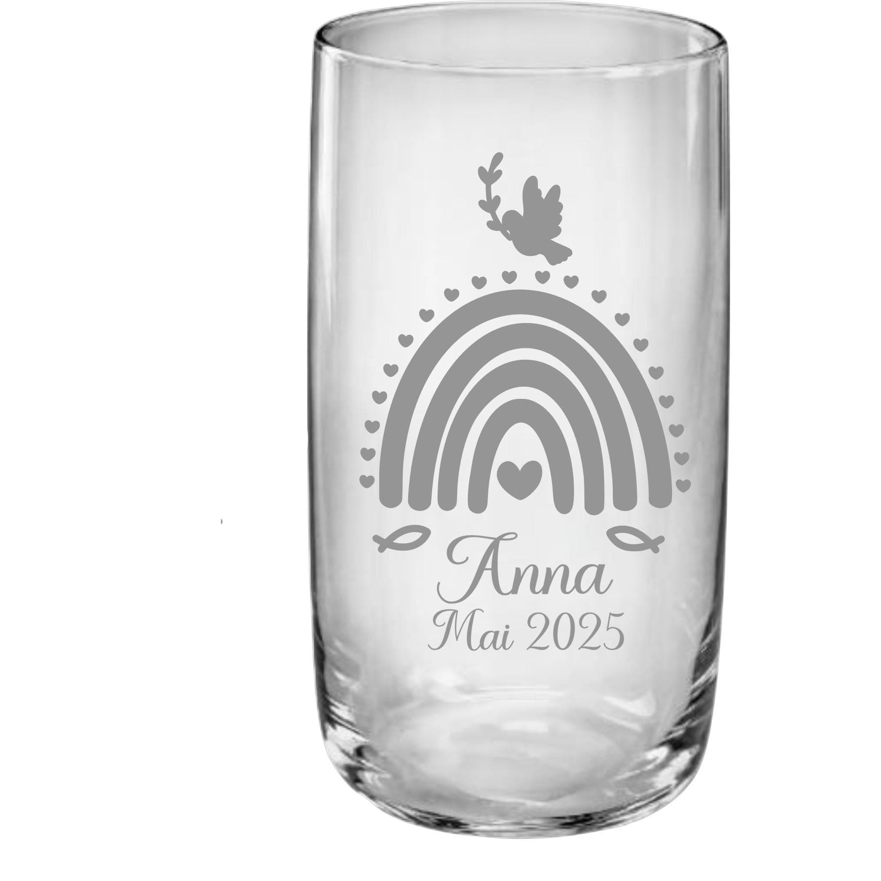 Trinkglas Kommunion, Konfirmation, Taufe, Geschenk Geburt, für Jungen und Mädchen, Erinnerungsgeschenk, graviert, personalisiert, mit Namen