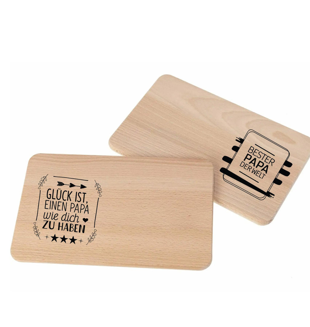 Frühstücksbrettchen Papa – graviertes Holzbrett aus Buche | Geschenk für den besten Papa der Welt | Vatertagsgeschenk personalisiert