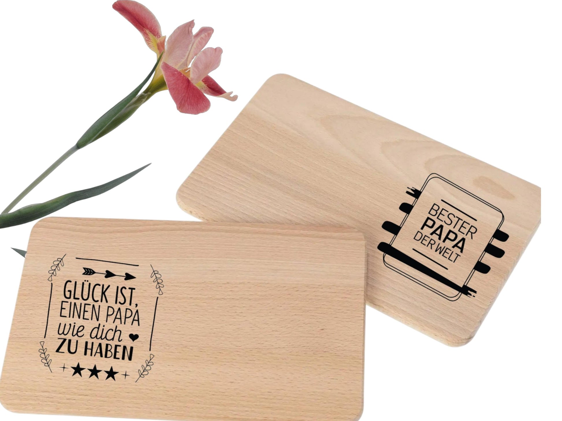 Frühstücksbrettchen Papa – graviertes Holzbrett aus Buche | Geschenk für den besten Papa der Welt | Vatertagsgeschenk personalisiert