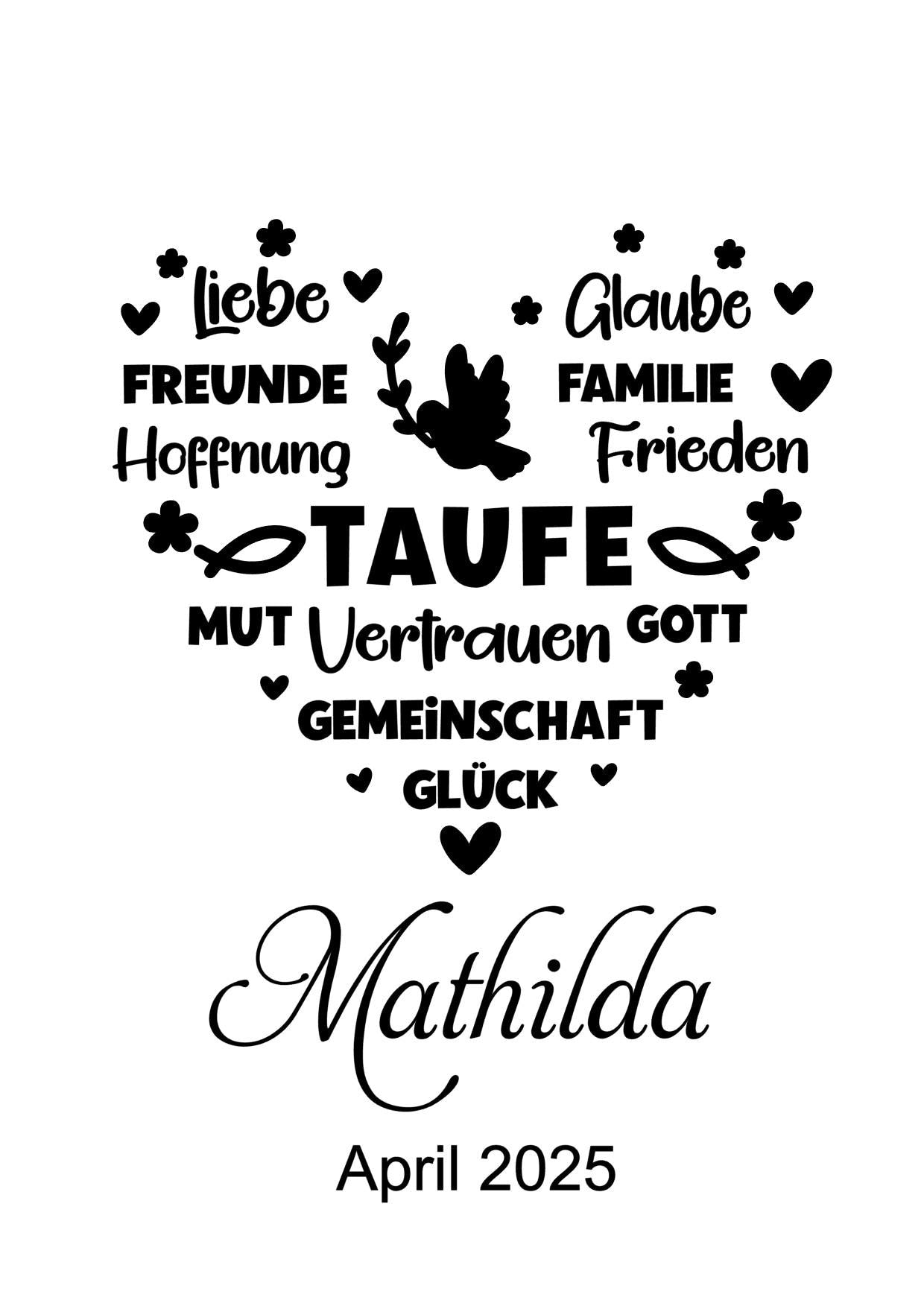 Trinkglas Taufe, Geschenk Geburt, für Jungen und Mädchen, Erinnerungsgeschenk, graviert, personalisiert, mit Namen