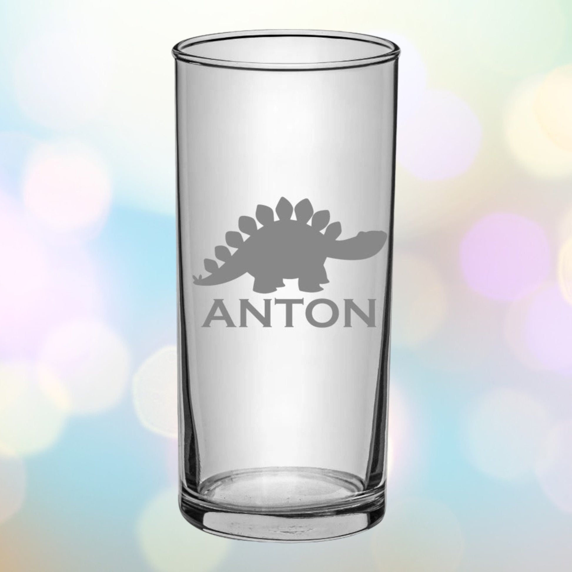 Dino Kinder Trinkglas mit Gravur, personalisiert mit Namen, Wunschtext,  Wasserglas, graviert, Geschenk, Dinosaurier