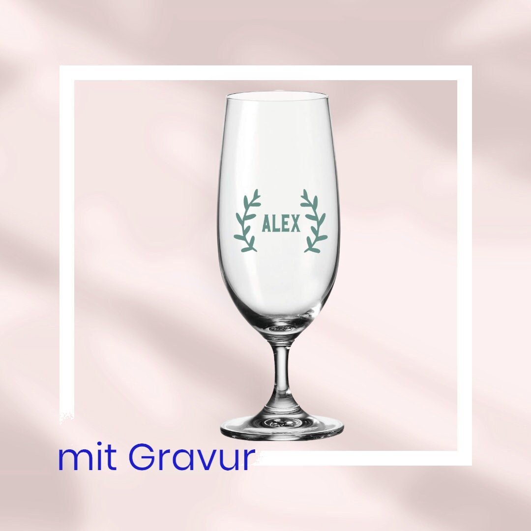 Bierglas, Biertulpe, mit Gravur, personalisiert, mit Namen, Geschenk für Biertrinker