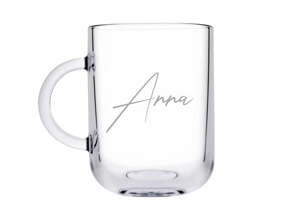 Teeglas mit Frau Linienart + Namen, Gravur Geschenk für Freundin, Teetrinkerin, modernes Teeglas, mod. Design, Geschenkidee personalisiert