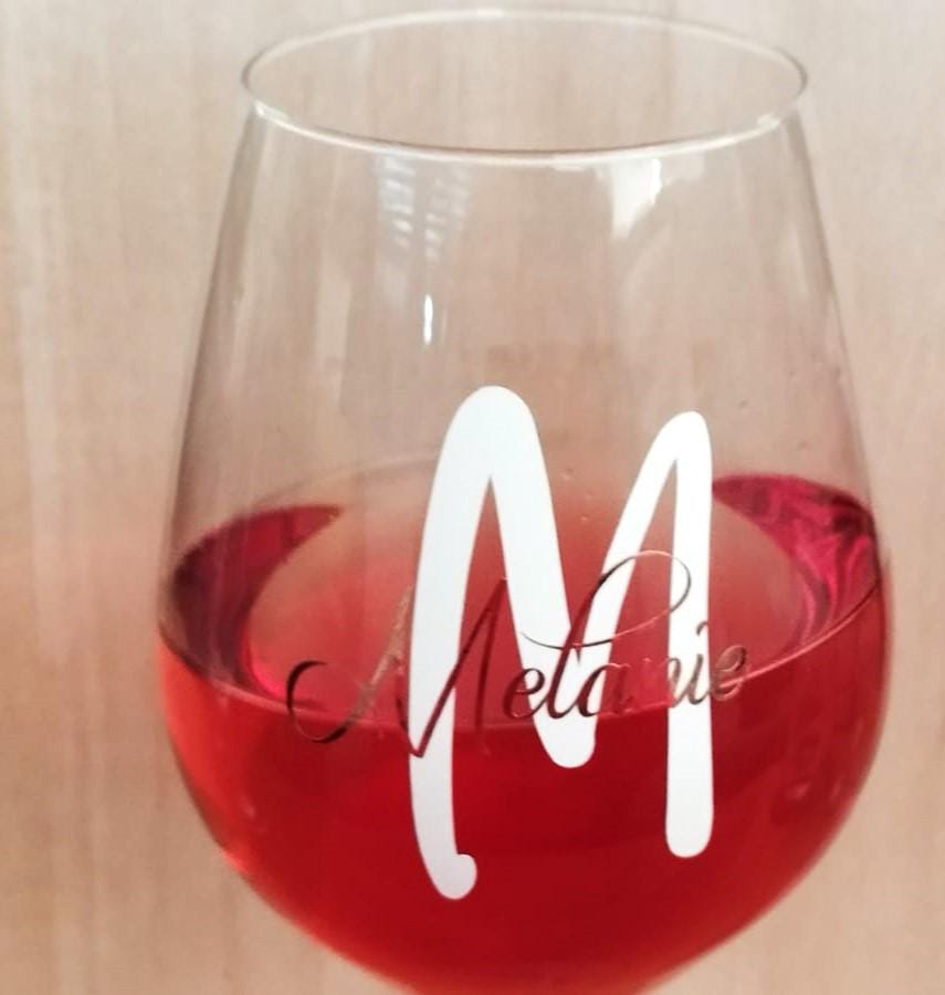 Personalisiertes Weinglas mit Monogramm, für die Hochzeit, Brautjungfern, Junggesellinnenabschied, JGA, Braut, Hochzeitsgeschenk, für Feiern