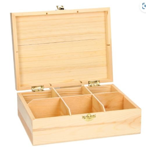 Teebox für die beste Mama, Geschenk für den Muttertag, aus Holz, mit bunten Aufdruck, liebevolle Botschaft für die Mama, 6 Fächer