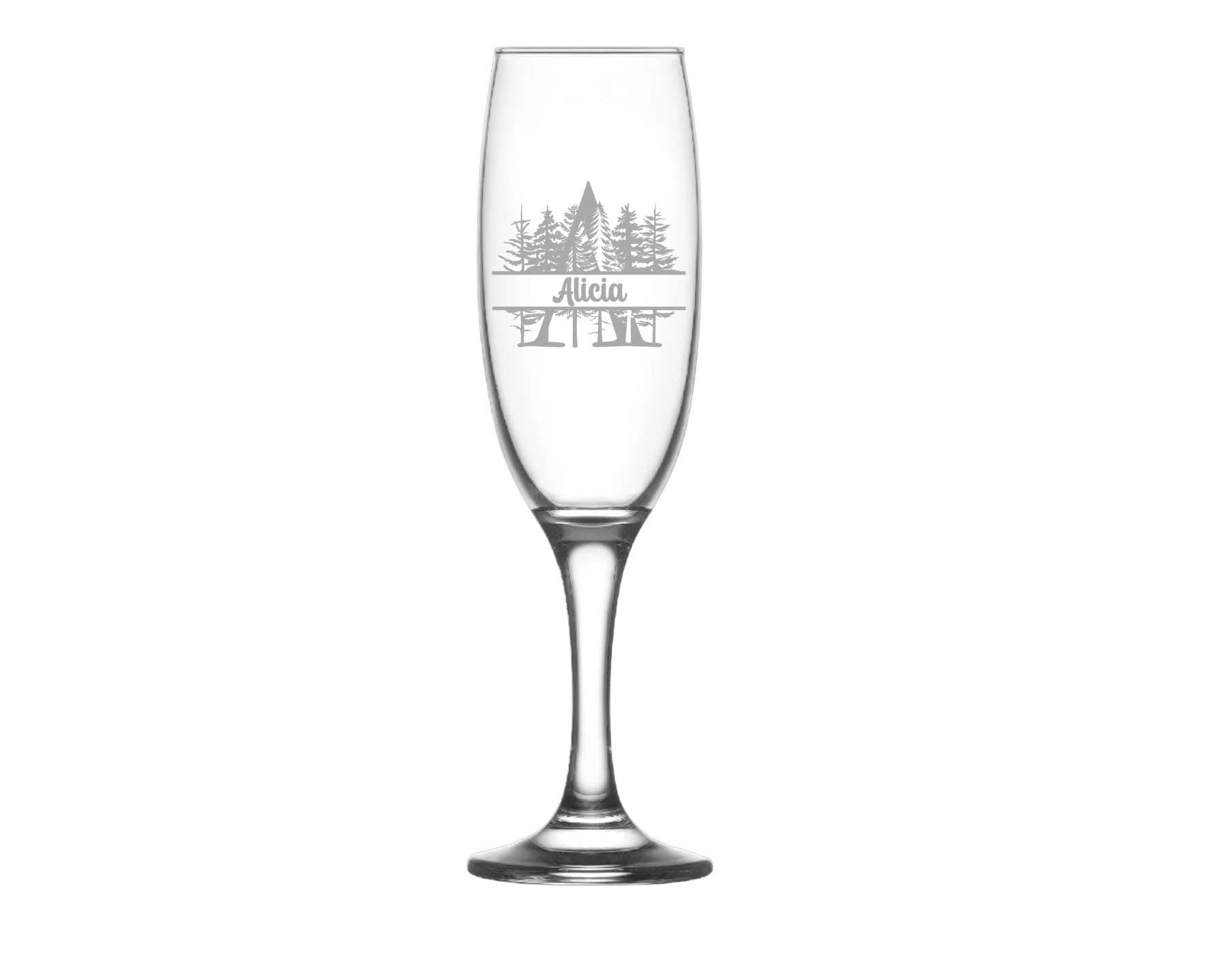 Gravierte Trinkgläser mit Monogramm und Waldmotiv, 10 versch. Glas Formen, Namensglas in seiner ansprechendsten Form, Art.-Nr. NG1