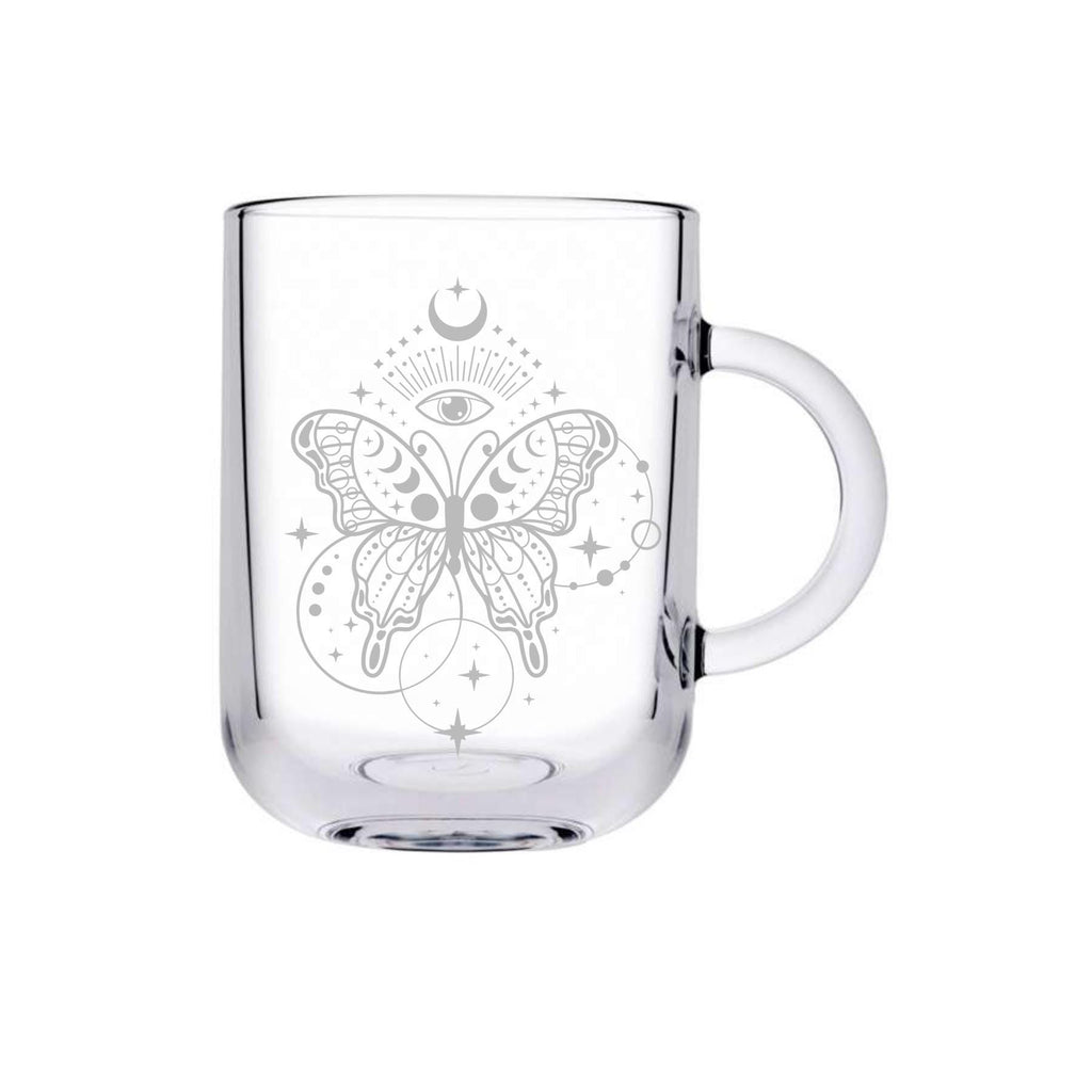Graviertes Teeglas, personalisiert mit deinem Wunschnamen, spülmaschinenfest, Geschenk, mit mystischer Gravur, Geschenk für einen Teetrinker